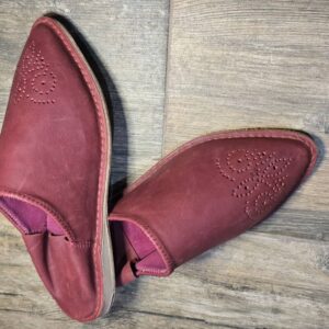 Babouche en cuir grenat
