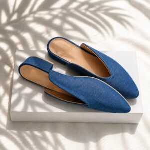 Mules en denim foncé